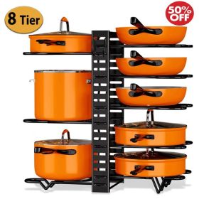 Kitchen Pot Storage Rack (Iron, 8 layers, Adjustable w/Anti-Slip Feet)