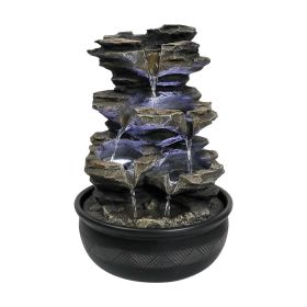 Cascading Rock Tabletop Fountain (w/LED Light & Pump, 15.7" high x 10.2" wide x 10.2" deep)